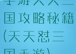 手游天天三国攻略秘籍(天天怼三国手游)