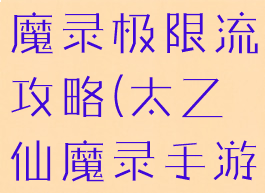 手游太乙仙魔录极限流攻略(太乙仙魔录手游吧)