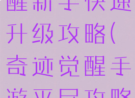 手游奇迹觉醒新手快速升级攻略(奇迹觉醒手游平民攻略)