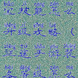 手游征途宝宝技能怎么升级攻略(征途手游装备等级怎么升级)