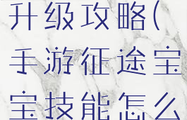 手游征途宝宝技能怎么升级攻略(手游征途宝宝技能怎么升级攻略大全)