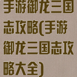 手游御龙三国志攻略(手游御龙三国志攻略大全)