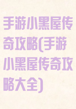 手游小黑屋传奇攻略(手游小黑屋传奇攻略大全)
