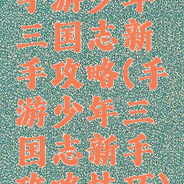 手游少年三国志新手攻略(手游少年三国志新手攻略技巧)