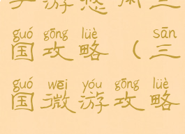 手游悠闲三国攻略(三国微游攻略)