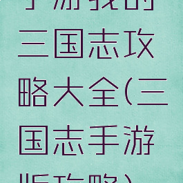 手游我的三国志攻略大全(三国志手游版攻略)