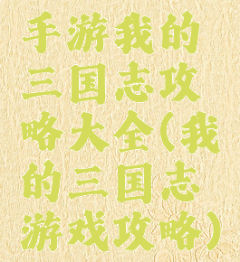 手游我的三国志攻略大全(我的三国志游戏攻略)