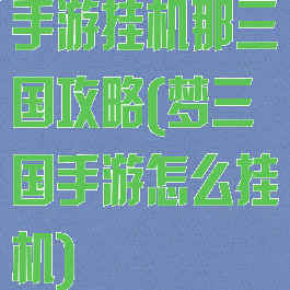 手游挂机那三国攻略(梦三国手游怎么挂机)