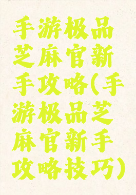 手游极品芝麻官新手攻略(手游极品芝麻官新手攻略技巧)