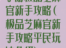 手游极品芝麻官新手攻略(极品芝麻官新手攻略平民玩法介绍)