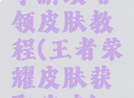 手游攻略领皮肤教程(王者荣耀皮肤获取攻略)