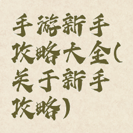 手游新手攻略大全(关于新手攻略)