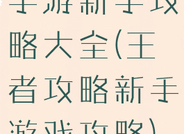 手游新手攻略大全(王者攻略新手游戏攻略)