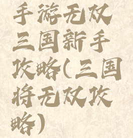手游无双三国新手攻略(三国将无双攻略)