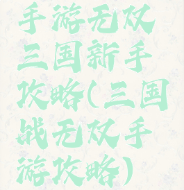 手游无双三国新手攻略(三国战无双手游攻略)