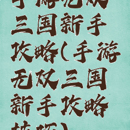 手游无双三国新手攻略(手游无双三国新手攻略技巧)