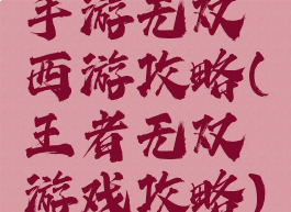 手游无双西游攻略(王者无双游戏攻略)