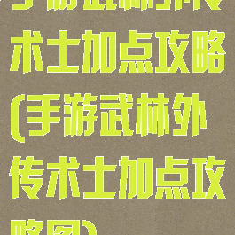 手游武林外传术士加点攻略(手游武林外传术士加点攻略图)