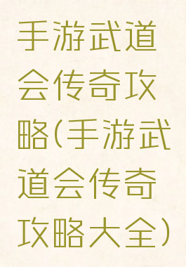 手游武道会传奇攻略(手游武道会传奇攻略大全)