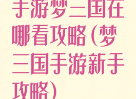 手游梦三国在哪看攻略(梦三国手游新手攻略)