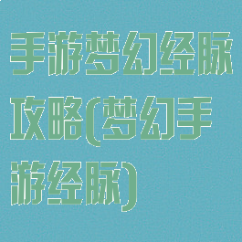 手游梦幻经脉攻略(梦幻手游经脉)