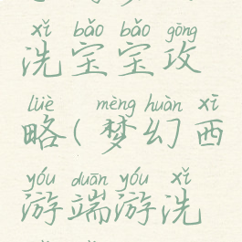 手游梦幻洗宝宝攻略(梦幻西游端游洗宝宝)