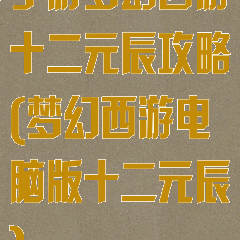 手游梦幻西游十二元辰攻略(梦幻西游电脑版十二元辰)
