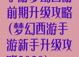 手游梦幻西游前期升级攻略(梦幻西游手游新手升级攻略2020)
