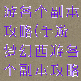 手游梦幻西游各个副本攻略(手游梦幻西游各个副本攻略大全)