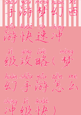 手游梦幻西游快速冲级攻略(梦幻手游怎么冲级快)