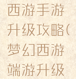 手游梦幻西游手游升级攻略(梦幻西游端游升级攻略)