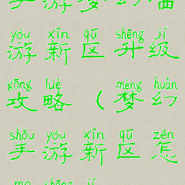 手游梦幻西游新区升级攻略(梦幻手游新区怎么升级)