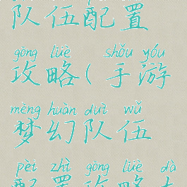 手游梦幻队伍配置攻略(手游梦幻队伍配置攻略大全)