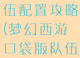 手游梦幻队伍配置攻略(梦幻西游口袋版队伍配置)