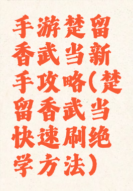 手游楚留香武当新手攻略(楚留香武当快速刷绝学方法)