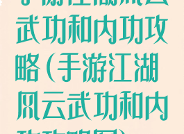 手游江湖风云武功和内功攻略(手游江湖风云武功和内功攻略图)