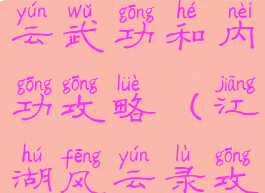 手游江湖风云武功和内功攻略(江湖风云录攻略内功)