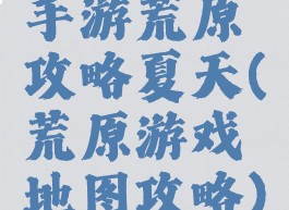 手游荒原攻略夏天(荒原游戏地图攻略)