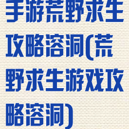 手游荒野求生攻略溶洞(荒野求生游戏攻略溶洞)