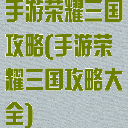 手游荣耀三国攻略(手游荣耀三国攻略大全)