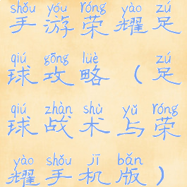 手游荣耀足球攻略(足球战术与荣耀手机版)