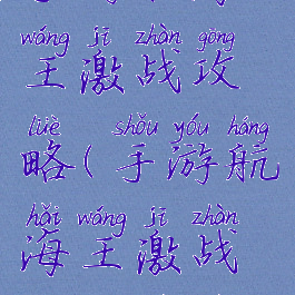 手游航海王激战攻略(手游航海王激战攻略视频)