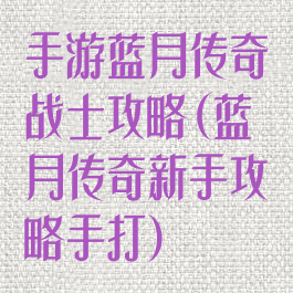 手游蓝月传奇战士攻略(蓝月传奇新手攻略手打)