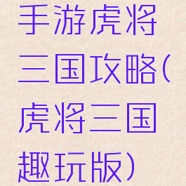手游虎将三国攻略(虎将三国趣玩版)
