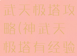 手游诛仙神武天极塔攻略(神武天极塔有经验吗)