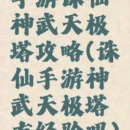 手游诛仙神武天极塔攻略(诛仙手游神武天极塔有经验吗)