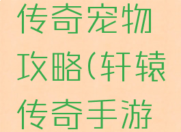手游轩辕传奇宠物攻略(轩辕传奇手游宠物图鉴)
