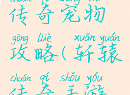 手游轩辕传奇宠物攻略(轩辕传奇手游灵宠攻略)