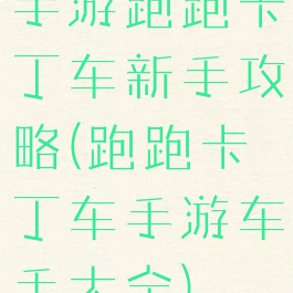 手游跑跑卡丁车新手攻略(跑跑卡丁车手游车手大全)