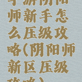 手游阴阳师新手怎么压级攻略(阴阳师新区压级攻略)